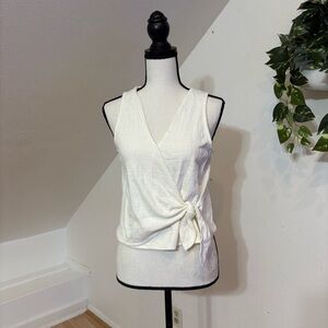 Madewell Texture & Thread White Knotted Wrap Tank Top Size Small